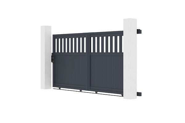 CASANOOV - Casanoov Portail coulissant 3 m SANTIS H.140  cm + Portillon 1m SANTIS H.140  cm aluminium gris - large