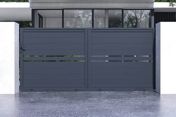 CASANOOV - Casanoov Portail coulissant 3,5 m CIMONE H.160  cm alu + portillon CIMONE H.160  cm GRIS - large