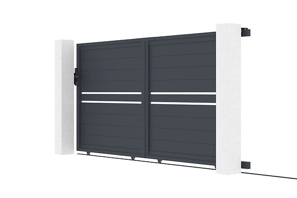 CASANOOV - Casanoov Portail coulissant 3,5 m CIMONE H.160  cm alu + portillon CIMONE H.160  cm GRIS - large