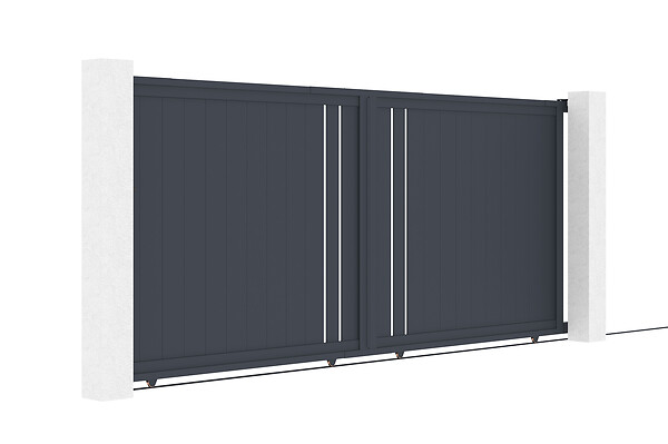 CASANOOV - Casanoov Portail coulissant 4 m GIONA H.180  cm alu + 2 poteaux EIFEL 15x15  cm H.190  cm GRIS - large