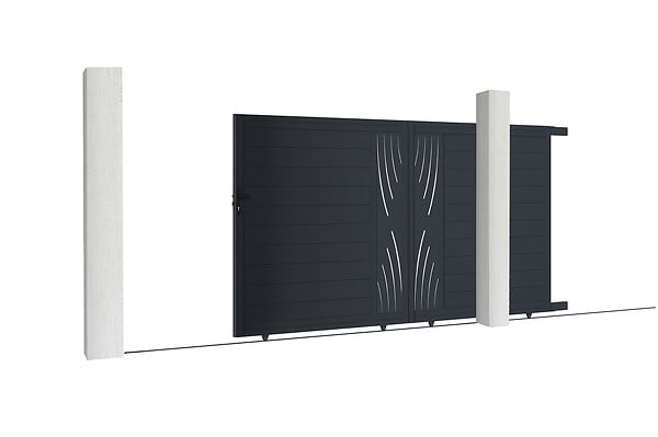 CASANOOV - Casanoov Portail coulissant 3 m VELETA H.180  cm + Portillon 1m VELETA H.180  cm aluminium gris - large