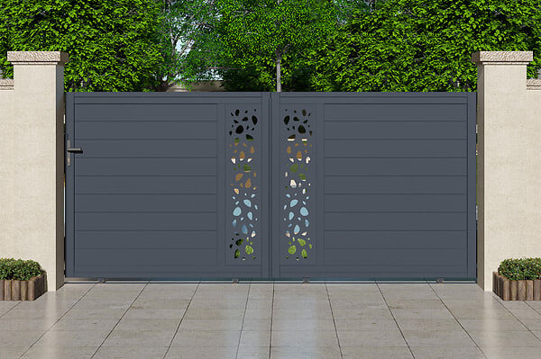 CASANOOV - Casanoov Portail coulissant 3,5 m SUNNY H.160  cm + Portillon 1m SUNNY H.160  cm aluminium gris - large