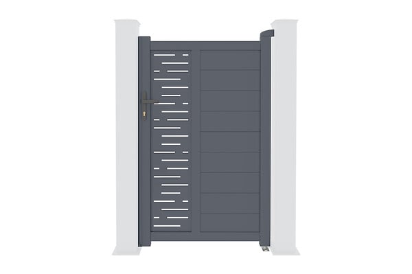 CASANOOV - Casanoov Portail coulissant 4 m ARLBERG H.160  cm + Portillon 1m ARLBERG H.160  cm aluminium gris - large
