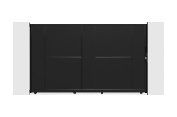 CASANOOV - Casanoov Portail coulissant acier 3 m NALI H.180  cm noir + Portillon H.180  cm noir - large
