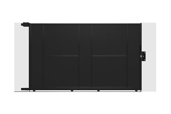 CASANOOV - Casanoov Portail coulissant acier 3 m NALI H.180  cm noir + Portillon H.180  cm noir - large