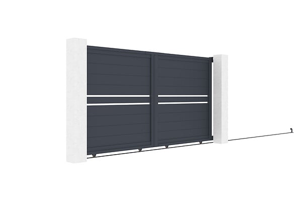 CASANOOV - Casanoov Portail coulissant 3 m CIMONE H.160  cm alu + 2 poteaux EIFEL 15x15  cm H.190  cm GRIS - large