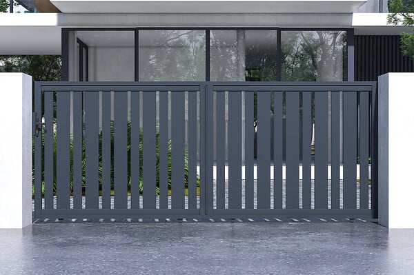 CASANOOV - Casanoov Portail coulissant 4 m H.160  cm VEYMONT + Portillon 1m VEYMONT H.160  cm gris - large