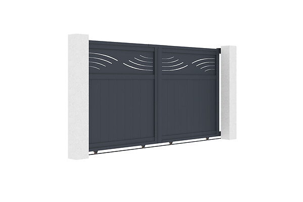 CASANOOV - Casanoov Portail coulissant 3 m HALTI H.160  cm aluminium gris - large