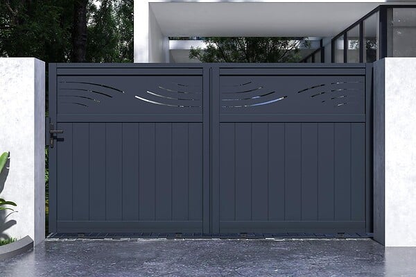 CASANOOV - Casanoov Portail coulissant 3 m HALTI H.160  cm aluminium gris - large
