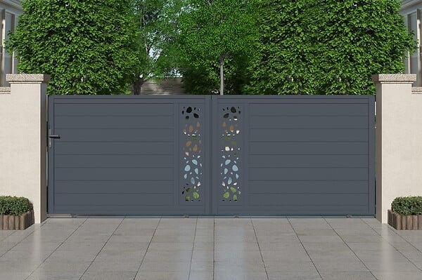 CASANOOV - Casanoov Portail coulissant 4 m SUNNY H.140  cm + 2 poteaux H.166  cm aluminium gris - large
