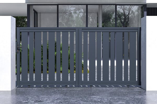 CASANOOV - Casanoov Portail coulissant 3x1,4 m VEYMONT + Portillon 1m VEYMONT H.1,4 m gris - large