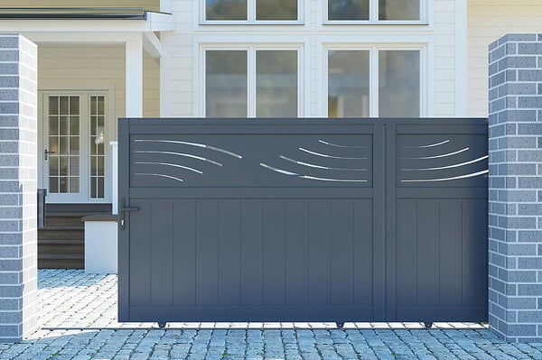 CASANOOV - Casanoov Portail coulissant 3,7 m HALTI H.140  cm + Portillon 1m HALTI H.140  cm aluminium gris - large