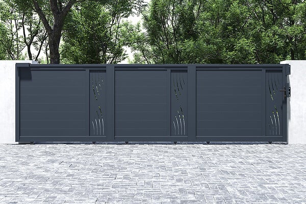 CASANOOV - Casanoov Portail coulissant 5 m VELETA H.140 aluminium gris - large