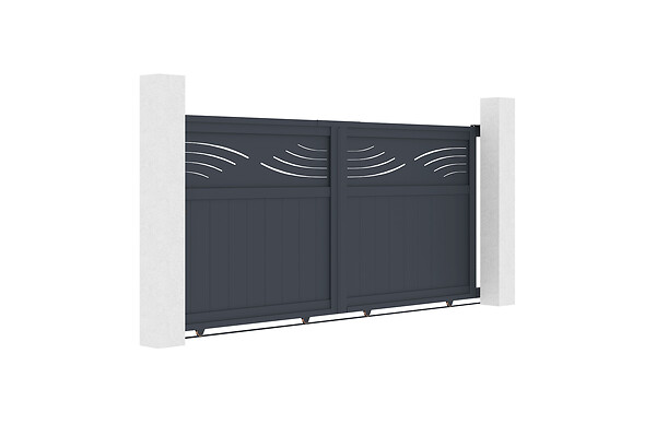 CASANOOV - Casanoov Portail coulissant 3 m HALTI H.140  cm + Portillon 1m HALTI H.140  cm aluminium gris - large