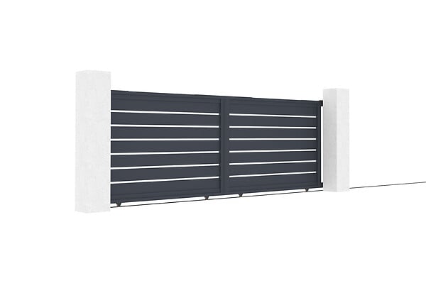 CASANOOV - Casanoov Portail coulissant 4 m VOGEL H.140  cm alu gris + 2 poteaux 20x20  cm H.166 cm - large
