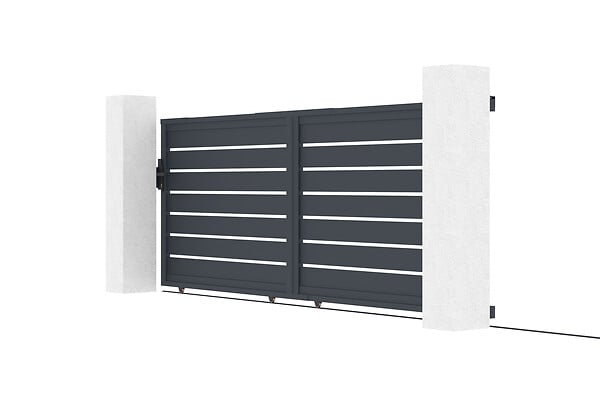 CASANOOV - Casanoov Portail coulissant 4 m VOGEL H.140  cm alu gris + 2 poteaux 20x20  cm H.166 cm - large
