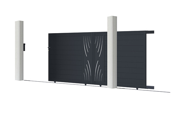 CASANOOV - Casanoov Portail coulissant 3 m VELETA H.160  cm aluminium gris - large