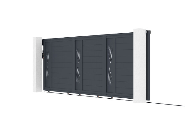 CASANOOV - Casanoov Portail coulissant 5 m VELETA H.160 aluminium gris - large