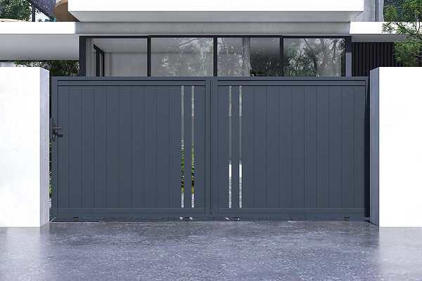 CASANOOV - Casanoov Portail coulissant 4 m GIONA H.180  cm alu + portillon GIONA H180 GRIS - large