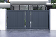 CASANOOV - Casanoov Portail coulissant 4 m GIONA H.180  cm alu + portillon GIONA H180 GRIS - vignette