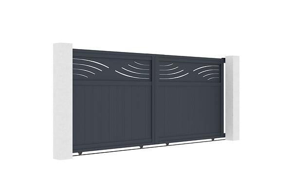 CASANOOV - Casanoov Portail coulissant 3,7 m HALTI H.160  cm + 2 poteaux H.190  cm aluminium gris - large