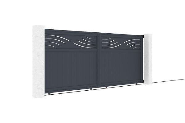 CASANOOV - Casanoov Portail coulissant 4 m HALTI H.160  cm + Portillon 1m HALTI H.160  cm aluminium gris - large