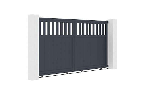 CASANOOV - Casanoov Portail coulissant 3 m SANTIS H.160  cm + Portillon 1m SANTIS H.160  cm aluminium gris - large