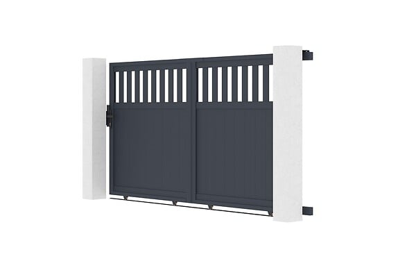 CASANOOV - Casanoov Portail coulissant 3 m SANTIS H.160  cm + Portillon 1m SANTIS H.160  cm aluminium gris - large