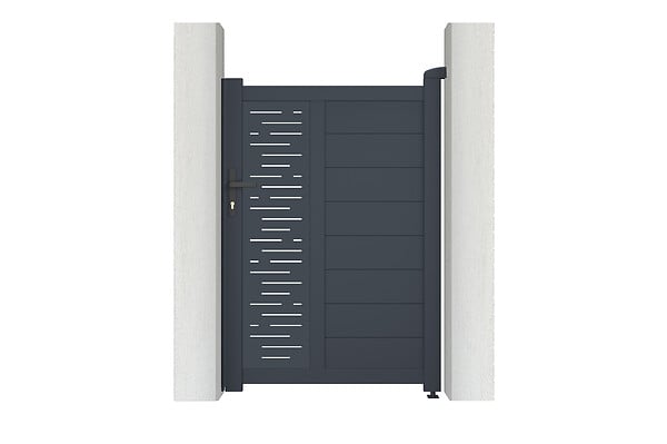 CASANOOV - Casanoov Portail coulissant 4 m ARLBERG H.140  cm + Portillon 1m ARLBERG H.140  cm aluminium gris - large