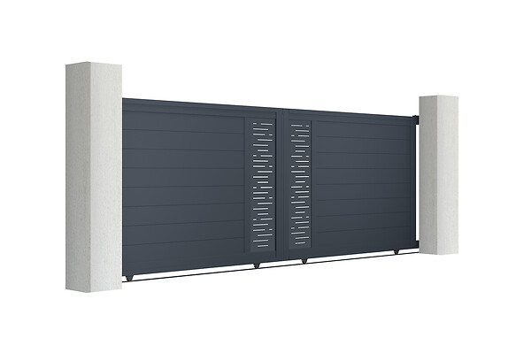 CASANOOV - Casanoov Portail coulissant 4 m ARLBERG H.140  cm + Portillon 1m ARLBERG H.140  cm aluminium gris - large