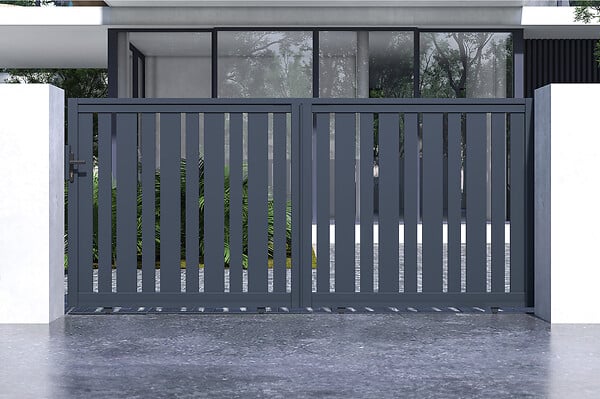 CASANOOV - Casanoov Portail coulissant 3,5x1,6 m VEYMONT + Portillon 1m VEYMONT H.1,6 m gris - large