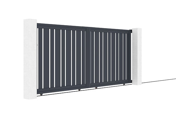 CASANOOV - Casanoov Portail coulissant 3,5x1,6 m VEYMONT + Portillon 1m VEYMONT H.1,6 m gris - large