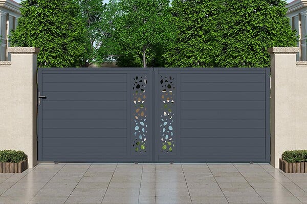 CASANOOV - Casanoov Portail coulissant 4 m SUNNY H.160  cm + Portillon 1m SUNNY H.160  cm aluminium gris - large