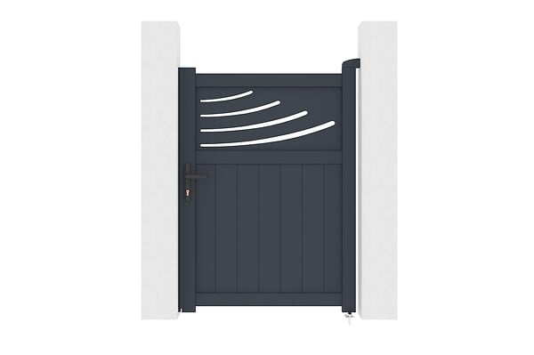 CASANOOV - Casanoov Portail coulissant 5 m HALTI H.140  cm aluminium gris + Portillon 1m HALTI H.140  cm aluminium gris - large