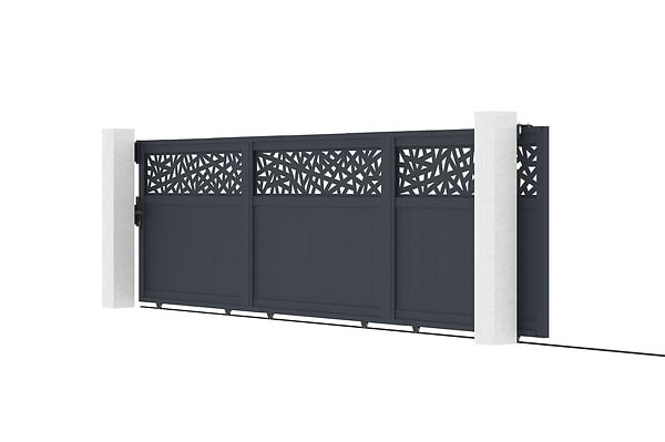 CASANOOV - Casanoov Portail coulissant 5 m DOLOMITE RUIVO H.160  cm aluminium gris - large