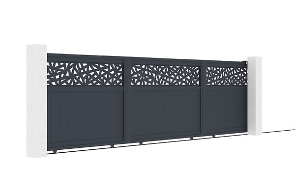 CASANOOV - Casanoov Portail coulissant 5 m DOLOMITE RUIVO H.160  cm aluminium gris - large