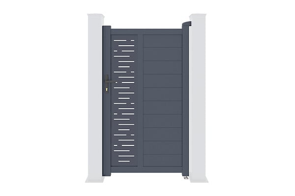 CASANOOV - Casanoov Portail coulissant 3 m ARLBERG H.180  cm + Portillon 1m ARLBERG H.180  cm aluminium gris - large