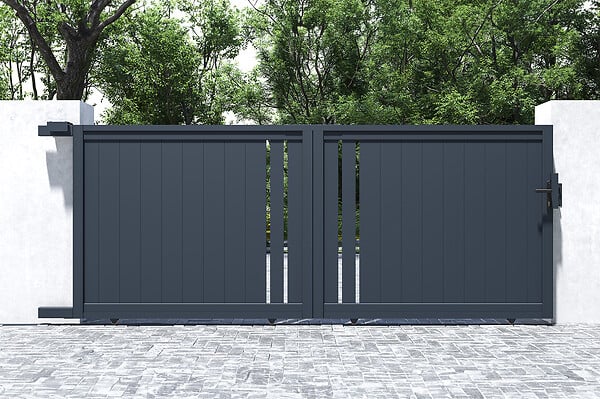 CASANOOV - Casanoov Portail coulissant 3,5 m GIONA H.140  cm aluminium gris - large