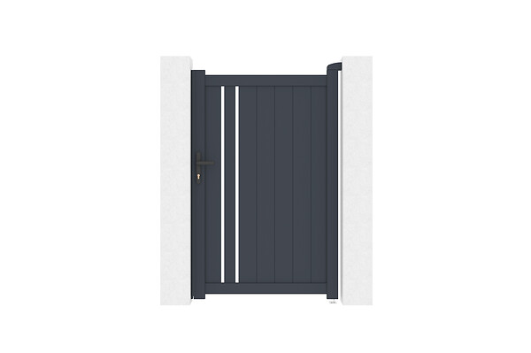CASANOOV - Casanoov Portail coulissant 3,5x1,6 m GIONA + Portillon GIONA H.1,6 m gris - large