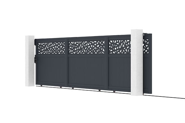 CASANOOV - Casanoov Portail coulissant 5 m DOLOMITE RUIVO H.140  cm aluminium gris - large