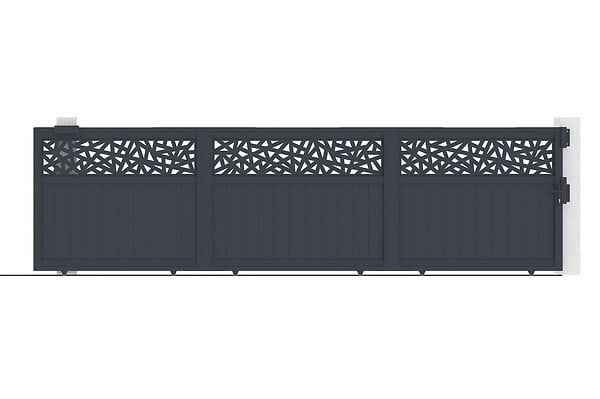 CASANOOV - Casanoov Portail coulissant 5 m DOLOMITE RUIVO H.140  cm aluminium gris - large