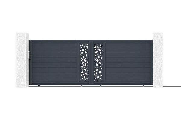 CASANOOV - Casanoov Portail coulissant 4 m SUNNY H.140  cm + Portillon 1m SUNNY H.140  cm aluminium gris - large