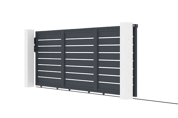 CASANOOV - Casanoov Portail coulissant 4,5 m VOGEL H.160  cm alu + portillon VOGEL H160 GRIS - large
