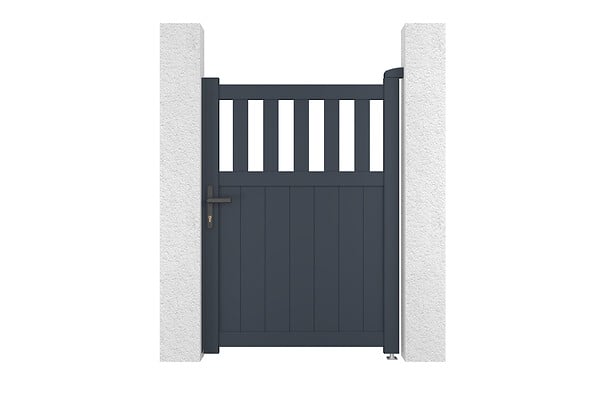 CASANOOV - Casanoov Portail coulissant 3,7 m SANTIS H.140  cm + Portillon 1m SANTIS H.140  cm aluminium gris - large