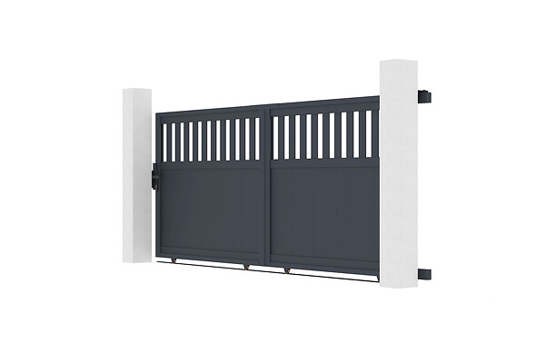 CASANOOV - Casanoov Portail coulissant 3,7 m SANTIS H.140  cm + Portillon 1m SANTIS H.140  cm aluminium gris - large