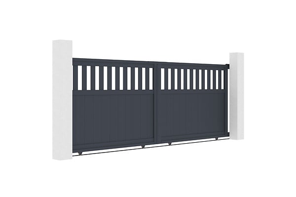 CASANOOV - Casanoov Portail coulissant 3,7 m SANTIS H.140  cm + Portillon 1m SANTIS H.140  cm aluminium gris - large