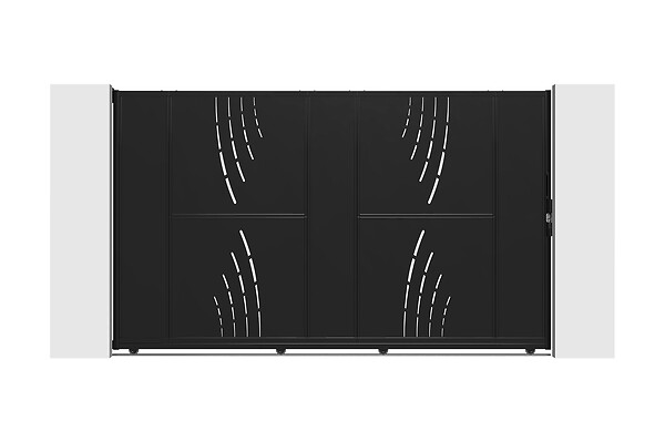 CASANOOV - Casanoov Portail coulissant acier 3 m NALI VELETA H.180  cm noir + 2 poteaux 15x15 acier noir CARMO - large