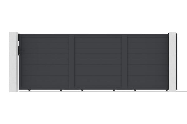 CASANOOV - Casanoov Portail coulissant 4,5 m EIGER H.160  cm + portillon EIGER H.160  cm gris - large