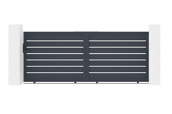CASANOOV - Casanoov Portail coulissant 3,5 m VOGEL H.140  cm + 2 poteaux aluminium gris ELDA - large