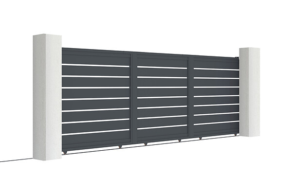 CASANOOV - Casanoov Pack portail coulissant 5 m VOGEL H.160  cm + Portillon H.166  cm gris - large